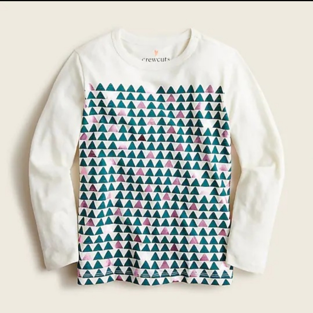 J. Crew Crewcuts Girl's foil-graphic Long Sleeve T-shirt Cream Multi XS 4-5 BNWT
